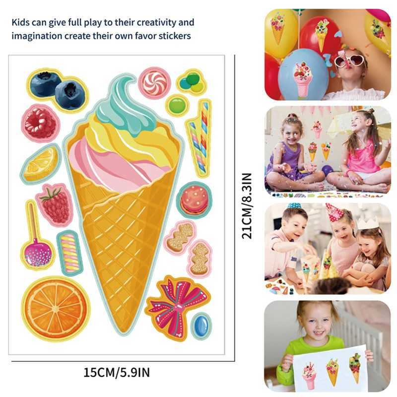 624sheets DIY Ice Stickers for Kids Creative Make Your Own Dessert Decals Puzzle Stickers ParTY Supplies Decoration Gifts C250918