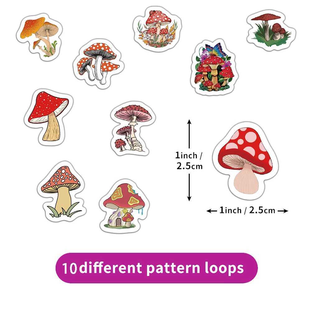500PCS Colorful Dreamy Mushroom Roll Sticker Pattern Bookkeeping Material Adhesive Sealing Sticker Decorative Sticker C250918