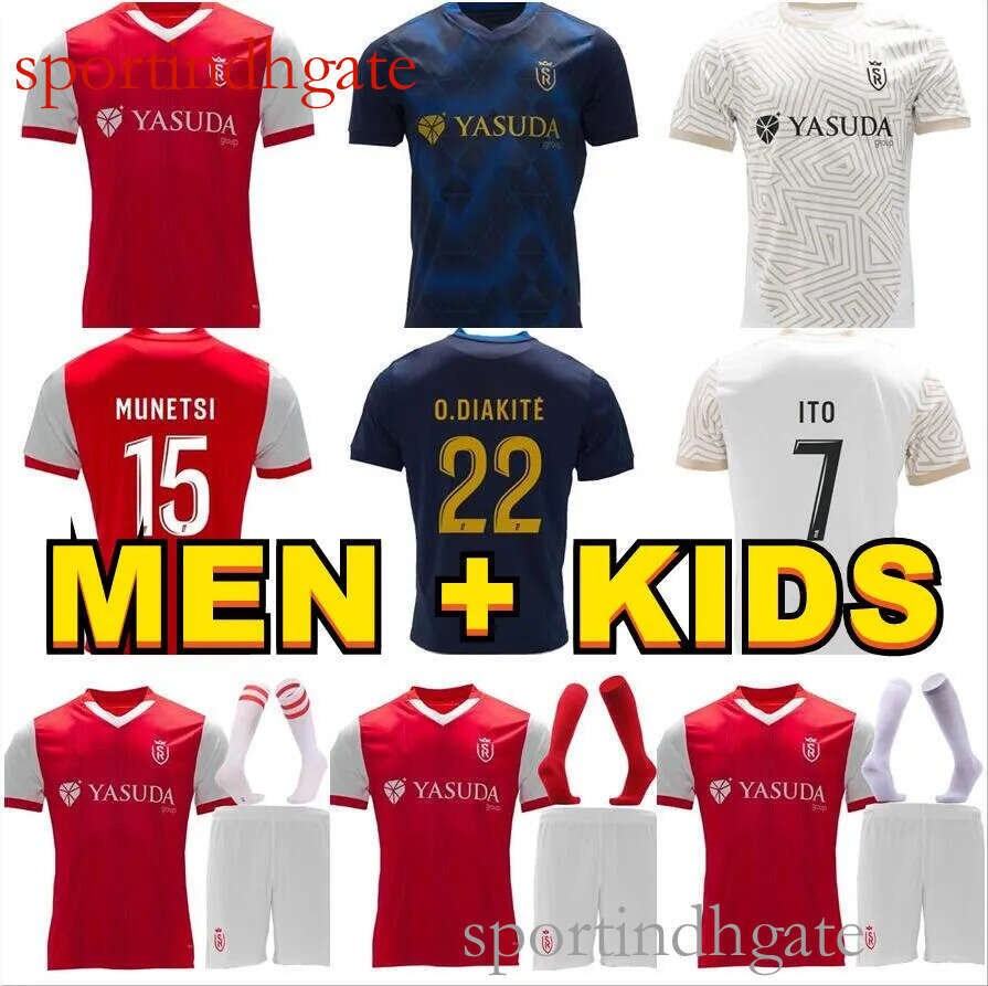 2024 2025 Stade De Reims Soccer Jerseys 24 25 home Balogun Flips Ito Football Shirts Sierhuis ABDELHAMID ZENELI VAN BERGEN CUSTE Maolida MATUSI Men kids kit