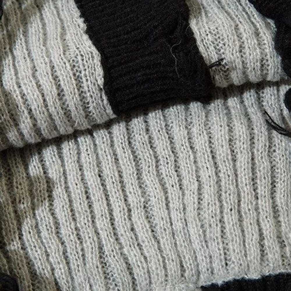 Mens Autumn Winter Ripped Sexy Cardigan Knitted Sweater Essential Hollow American High Street Loose Knitted Jacket For CouplesZ250918