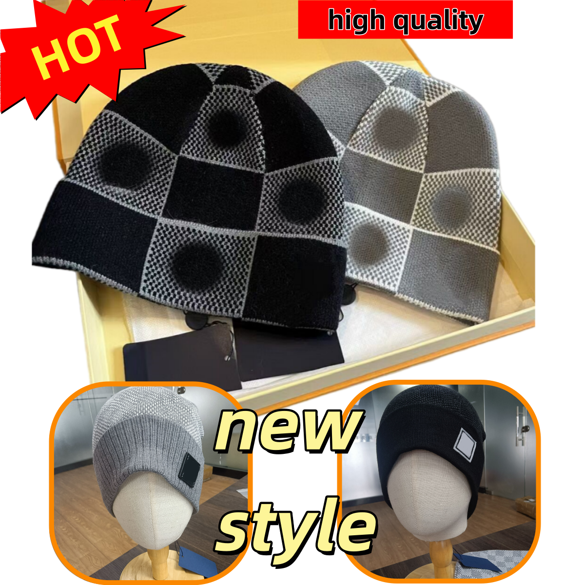 Grey beanie bonnet designer beanie hat bonnet luxe plaid winter hat beanies luxury mens beanie winter skull cap bobble hat simple warm fashion brown black ho03