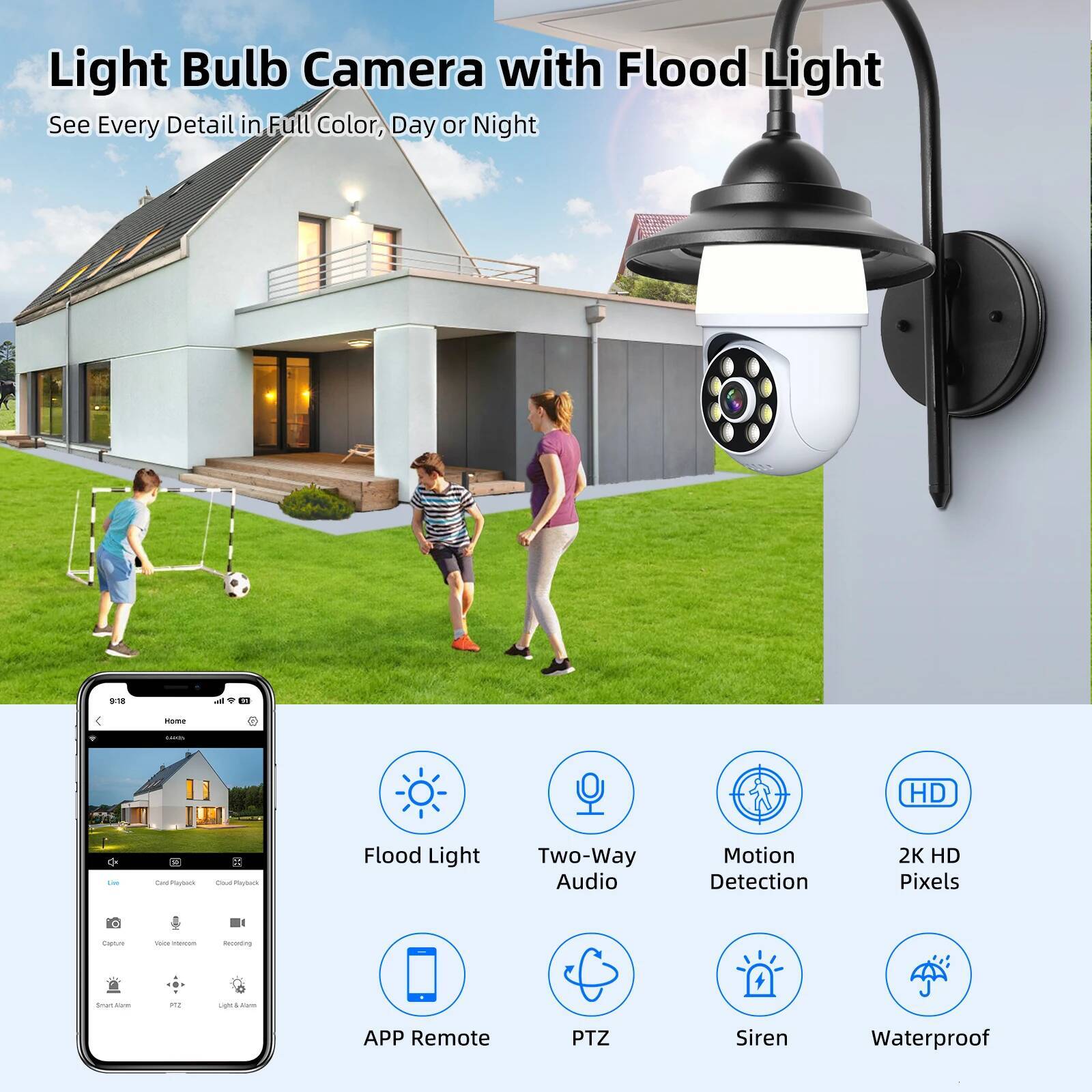 5Mp E27 Camera Wifi Surveillance With LED Bulb PTZ 10X Zoom Ai Human Tracking Two-Way Audio Night Vision Wireless Cam ICSEE