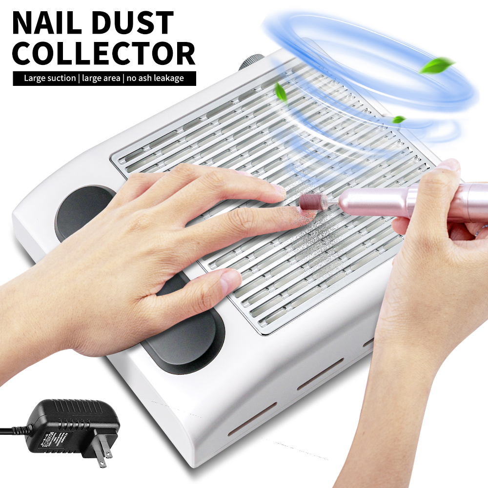 Power Suction with Brushless Turbine, Adjustable Speed Control, All-Round Porous Heat Dissipation, for Manicure Salon and Home Nail Art (White)