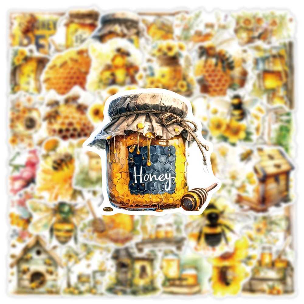 103050PCS Cute Bee cartoon Stickers pot Decals Waterproof DIY Suitcase Stationery KAWaii Graffiti Sticker Gifts C250918