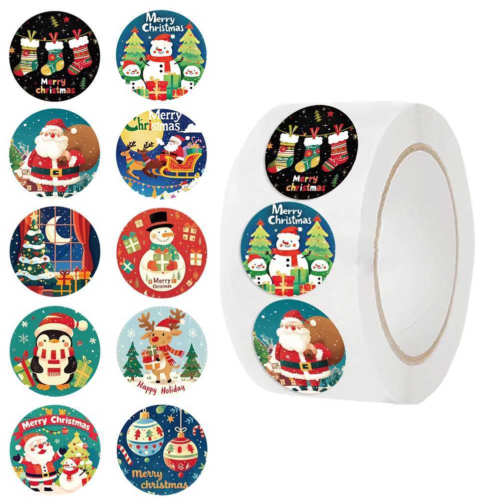500PCS New Christmas Stickers Roll Small Children Stickers Cute Kawaii Cartoon Packaging Stickers Photocard Decor Lables for Kid C250918