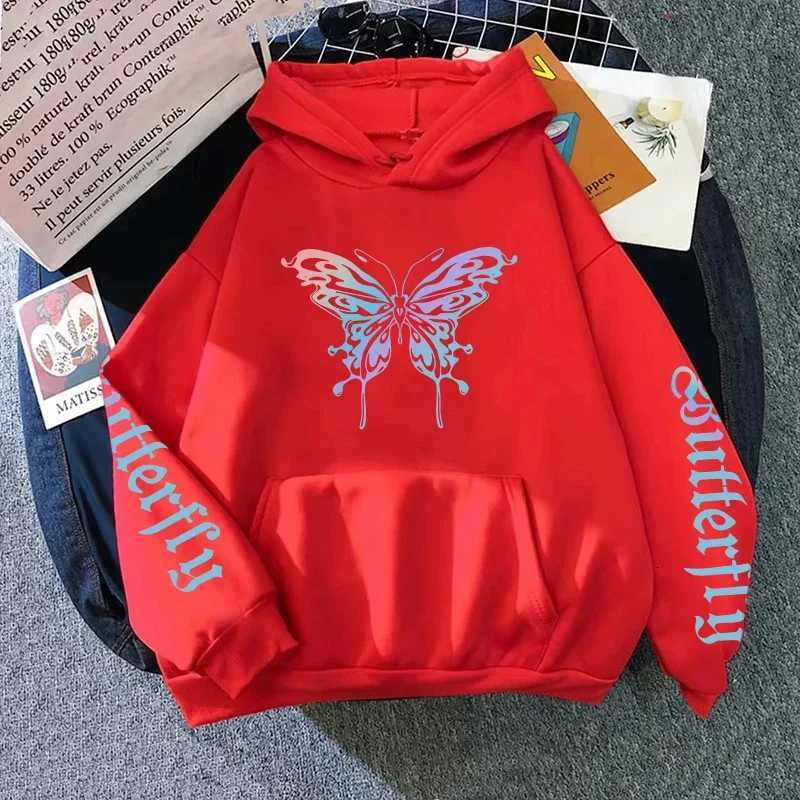 2025 New Arrival Woman Butterfly Printed Hoodie All Season Daily Casual Fashion Hooded Sweatshirts Home Outdoor Comfort PulloverZ250918
