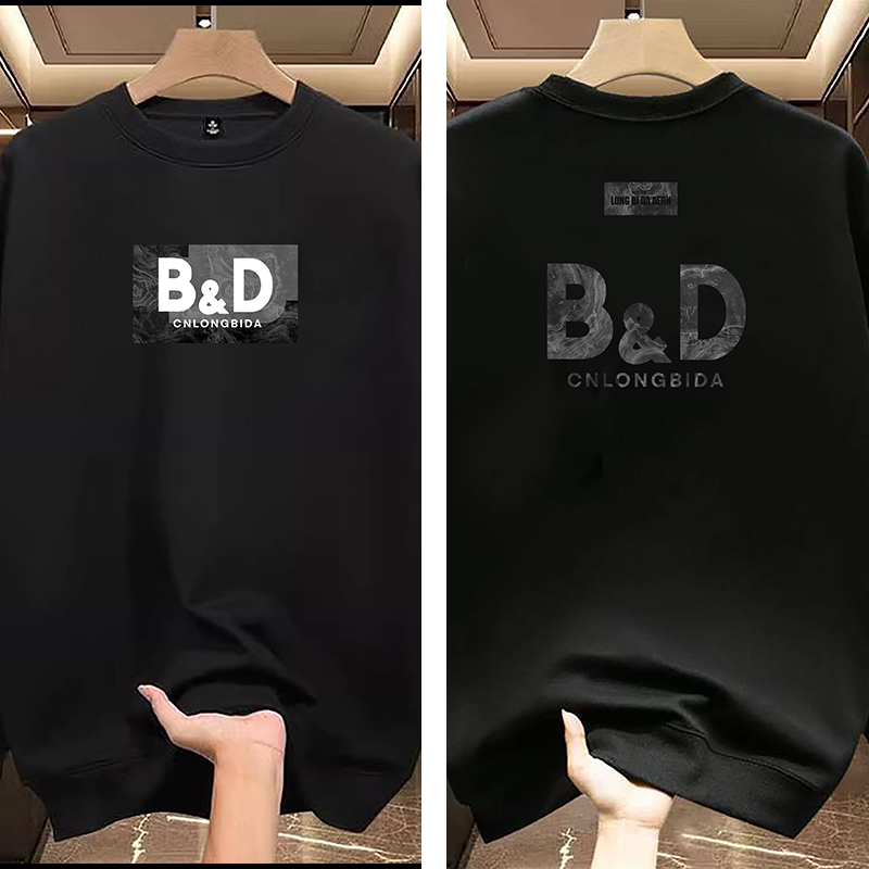 Men's Hoodies Round Neck High-end Black And White Pattern Printing For Warmth Sweatshirts For Men