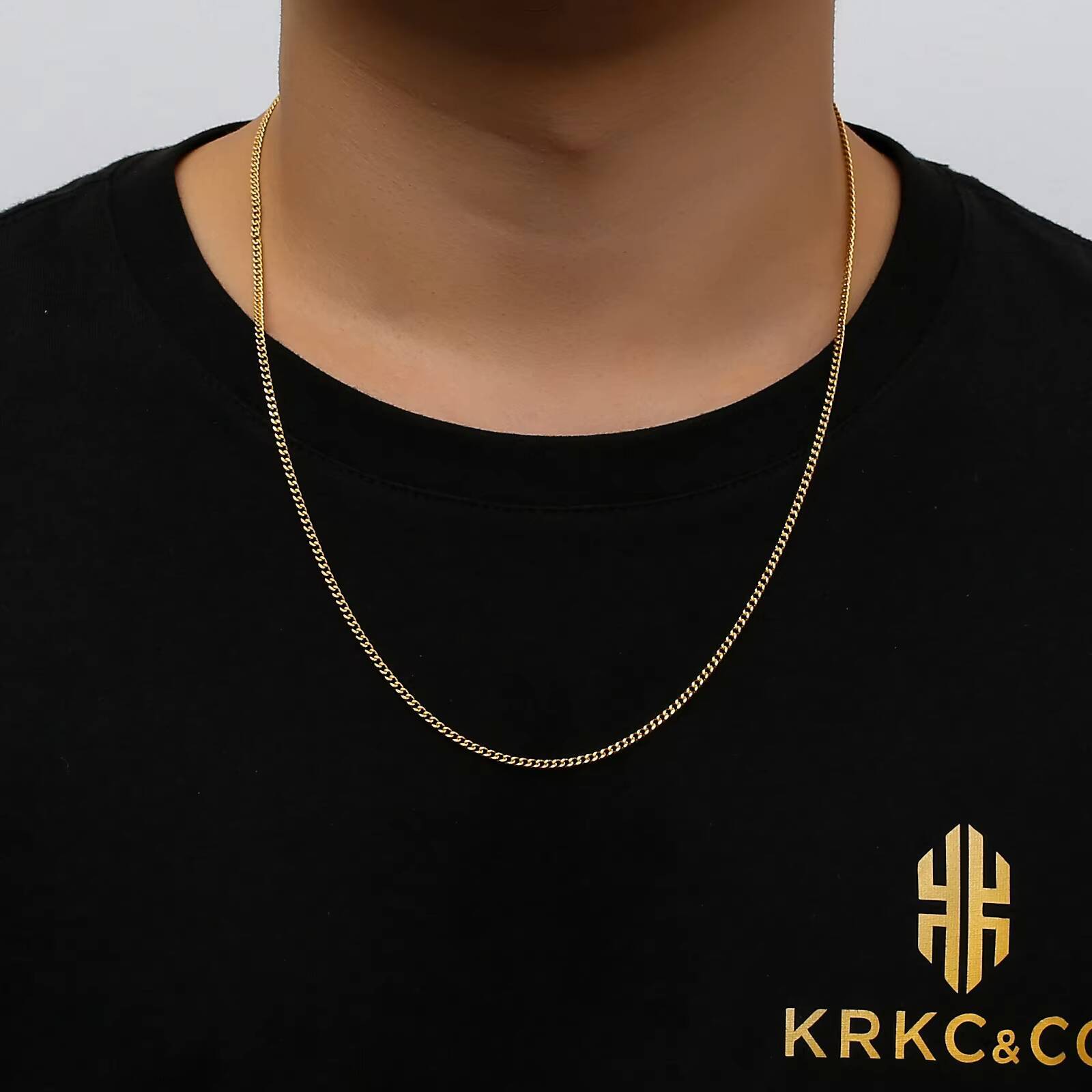 KRKC Pure Gold Rope Chain 18k Real Filled Gold Chain Solid Gold Cuban Chain Necklace for Men Women