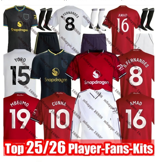25 26 CUNHA SESKO MBEUMO Soccer Jerseys B. FERNANDES Stone Roses GARNACHO HOJLUND MARTINEZ CASEMIRO 2025 MAINOO ZIRKZEE AMAD ONANA Player Long football shirt men kids