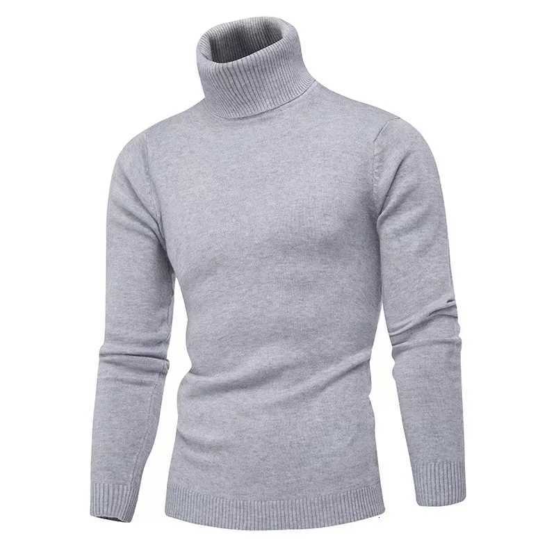 Man Autumn and Winter New Fashion Simple Solid Color Turtleneck Bottoming Sweaters Knitted Casual TopZ250918