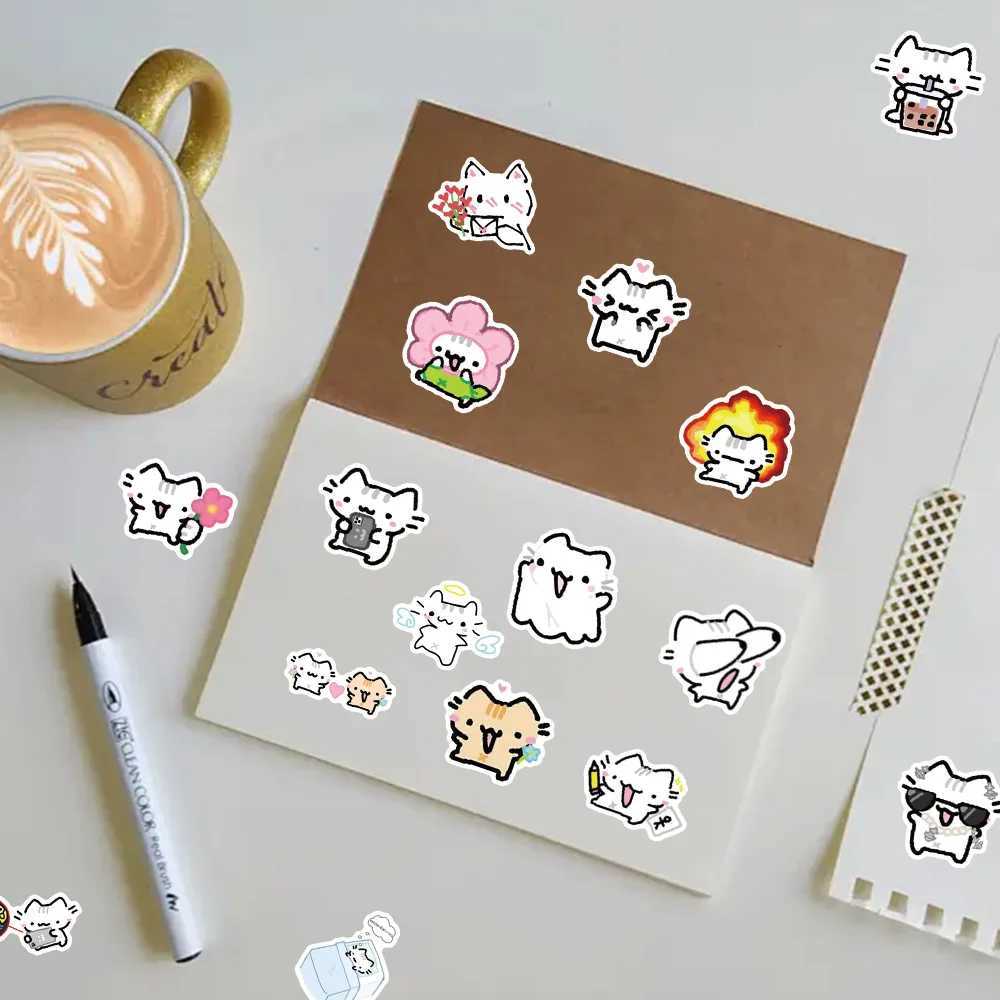 103072PCS Cute Lines kitten Graffiti Sticker Kawaii Cartoon Animal Decal For Phone Cup Laptop Fridge Waterproof Sticker Toys C250918