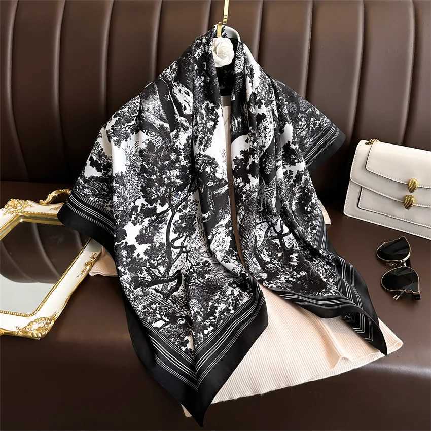 Spring Scarf Wens Luxury Design Polter Material Smooth Scarf Soft Shl Beach 90x90cm Y250918