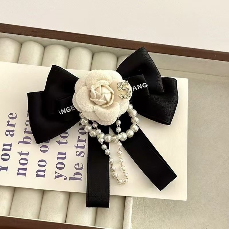designer brooch style camellia bowknot highend versatile bow tie flower pearl veet brooch for women brooches designer brooch