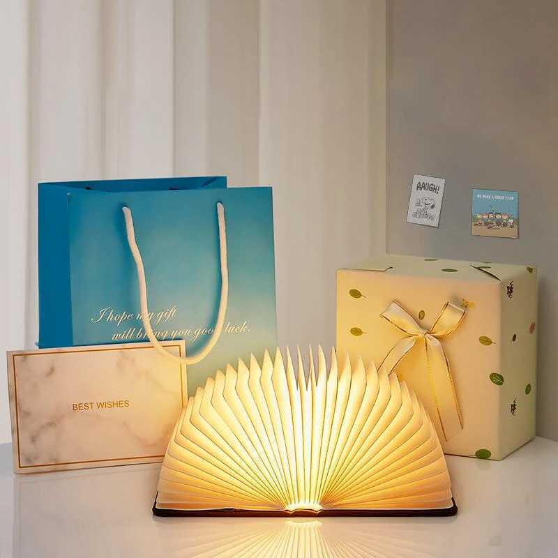 LED Wooden Book Lamp Creative USB Foldable Reading Light Children Birthday Holiday Gift Bedroom Bedside Decoration Night Light C250918