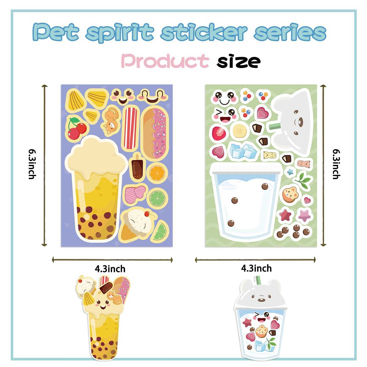 81624Sheets Bubble Tea Fruit Tea Puzzle Stickers SelfAdhesive Vinly Stickers for Classroom Scrapbooking Birthday Party Decor C250918