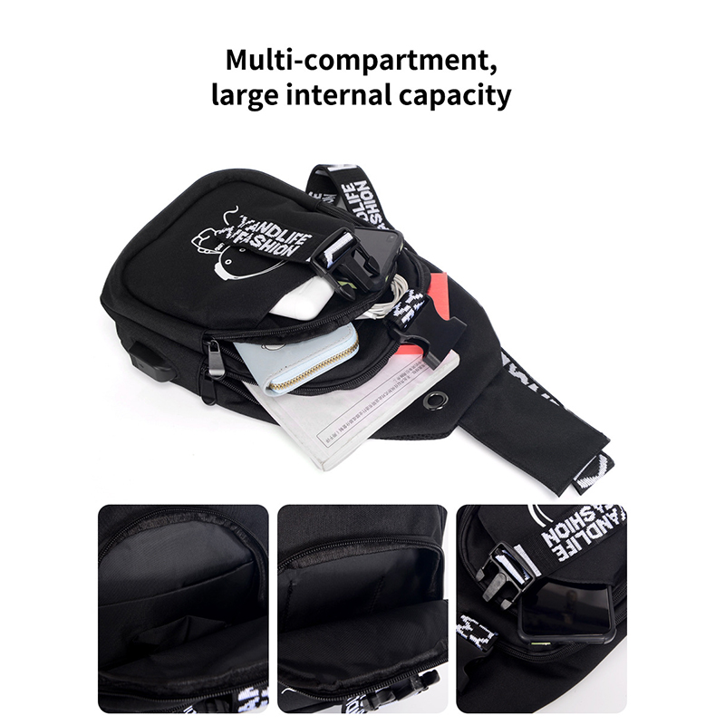 The glow-in-the-dark anti-theft chest bag is trendy and casual, with a slanted cross that is waterproof and wear-resistant