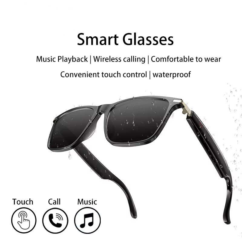 AI Translation Glasses with Camera Smart Glasses with Earbuds Music Control Open Ear Speaker Wide Angle Photography for Outdoor Cycling Meeting Travel