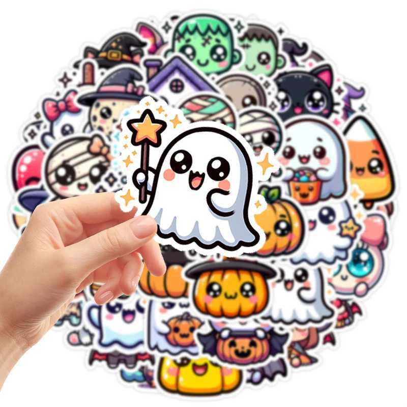 50PCS Halloween Stickers Cute Cartoon Cat Pumpkin Halloween Themed Stickers Fun Holiday Decals Pack Vinyl Waterproof Scrapbook C250918