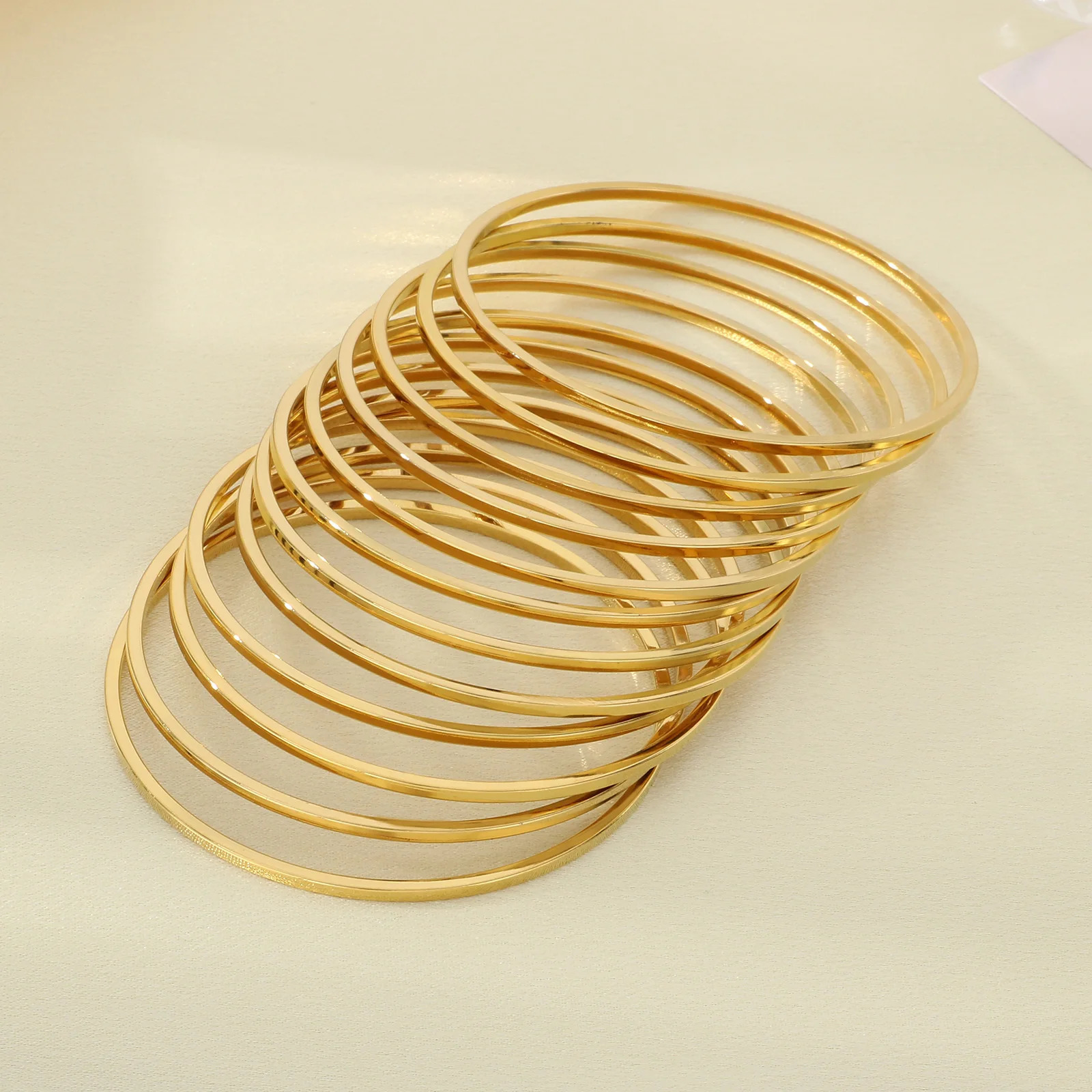 2mm Stainless Steel Bangles For Women Indian Multiple Layer Round Women Bracelet Gold Color Wedding Engagement Jewelry Gifts250917