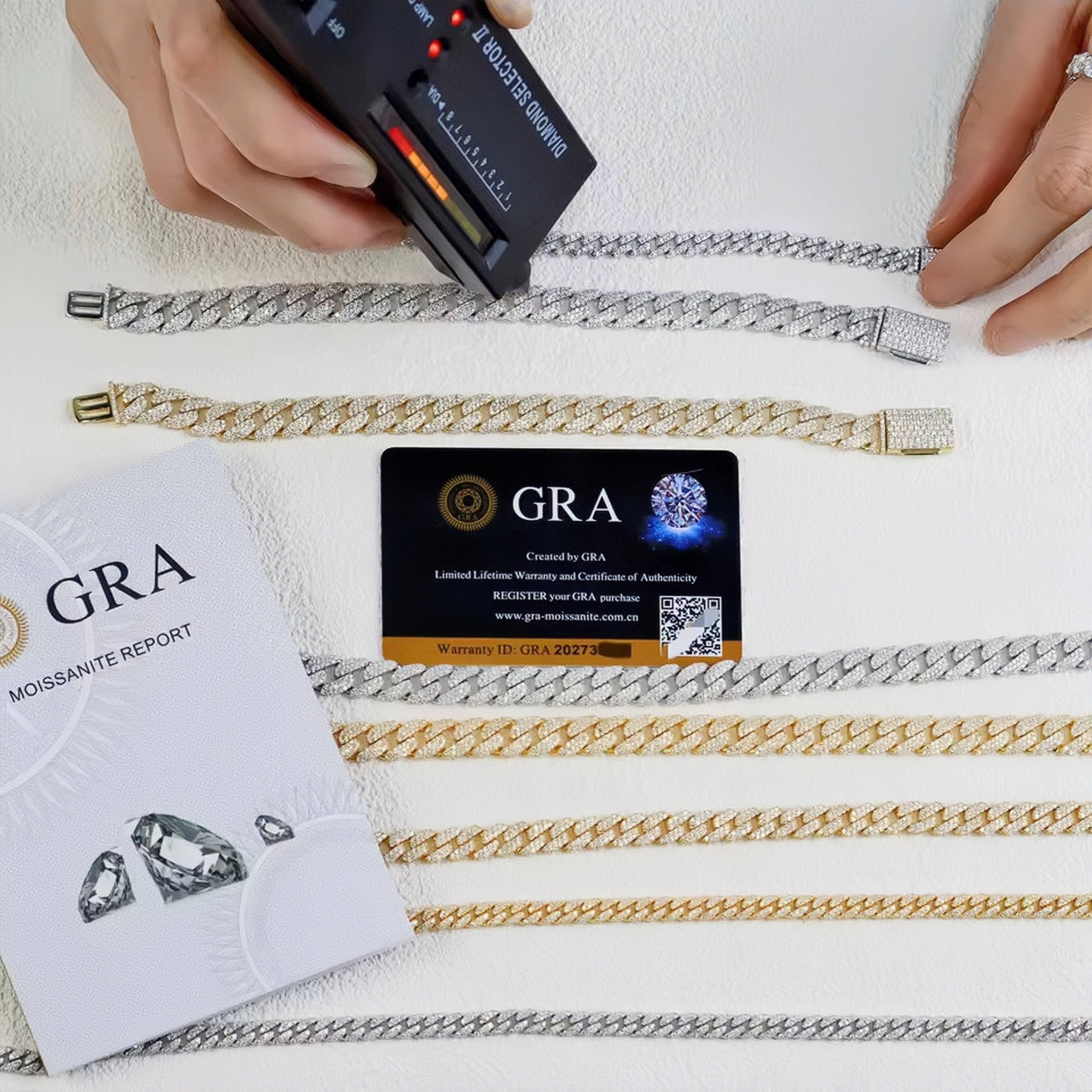 Wholesale Custom 6 8 10 mm 925 Sterling Silver Hiphop Jewelry Iced Out Moissanite Cuban Bracelet Cuban Necklace