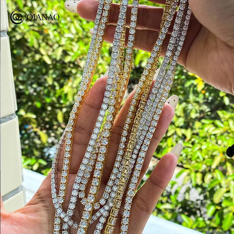 Fashion Jewelry Wholesale 5mm Moissanite Diamond 925 Sterling Silver Tennis Necklace Hot Sale Gift for Women Men Daily Wear