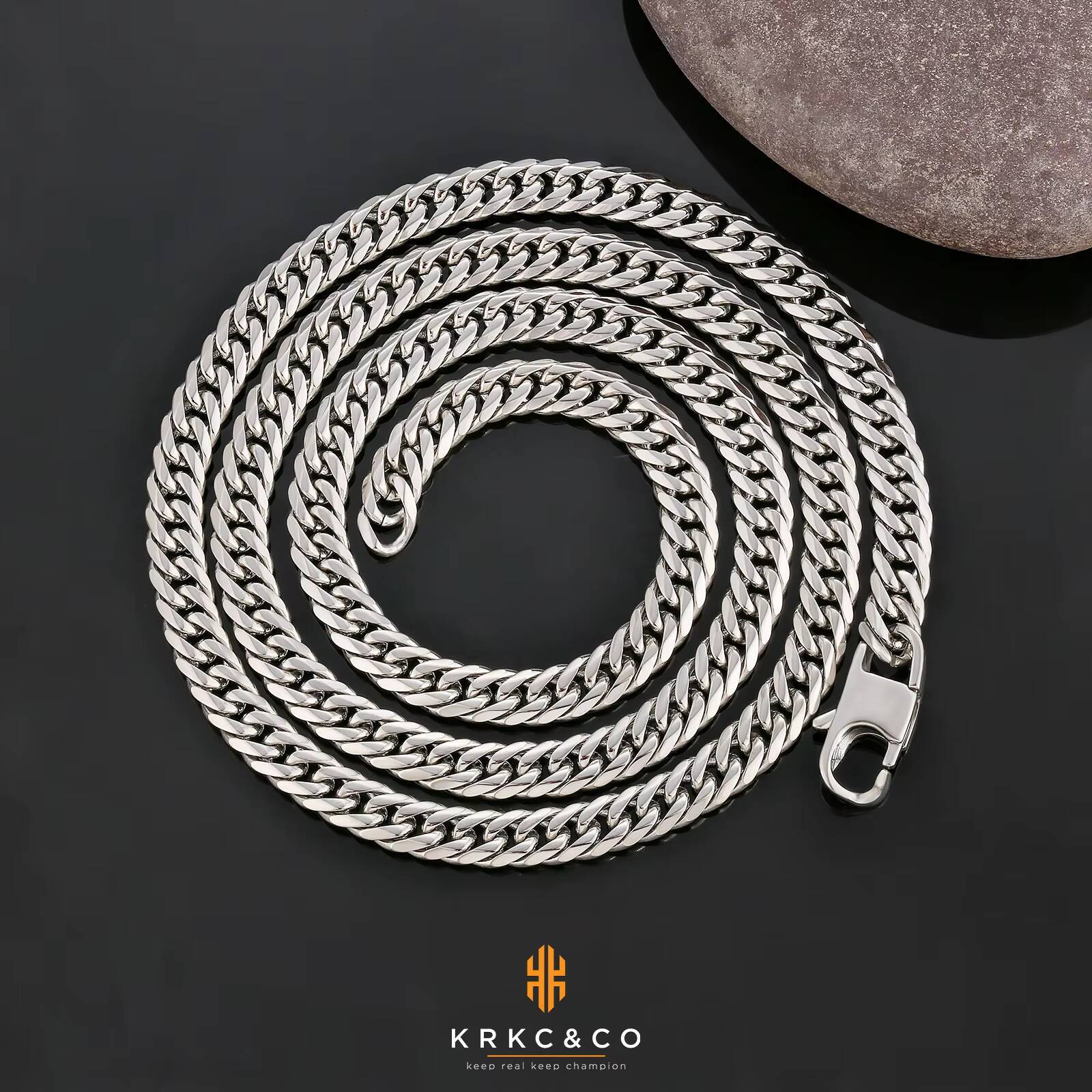 FaMoissaniteory Hip Hop Fashion Authentic Solid Sturdy Miami Cuban Chain Durable Lobster Claw Clasp Unisex Flat Curb Mens Necklace