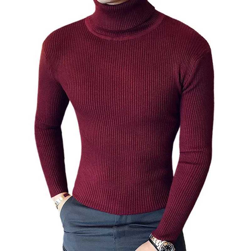 New Mens Turtleneck Sweater Slim Fit Knitted Casual Pullover Lightweight Ribbed Long Sleeve Sweaters Warm Breathable StreetwearZ250918