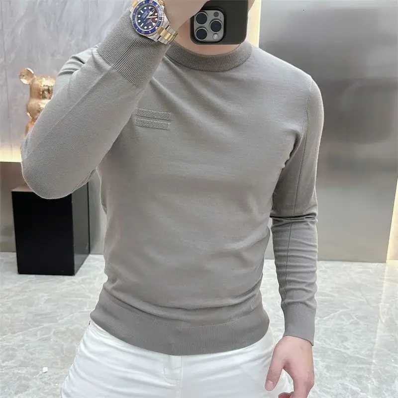Smart Casual Autumn Winter Sweaters Men ONeck Solid Patchwork Elastic Fashion Luxury Business Long Sleeve Pullovers Knitted TopZ250918