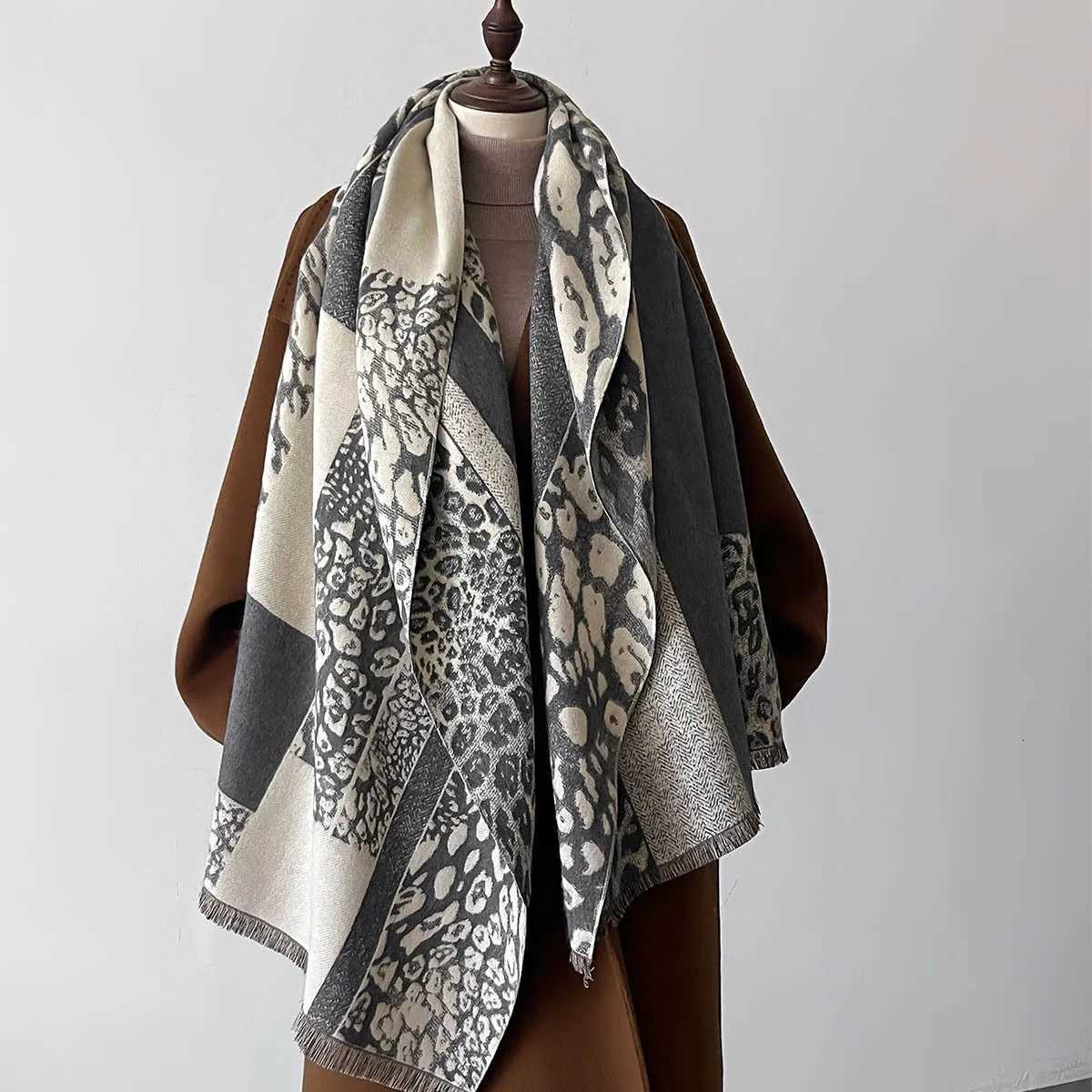 Fashion Leopard Print Scarf Fringes Shl Wan Autumn Winter Warm Muffler Cashmere Like Neckerchief Bandelet Scarves Y250918