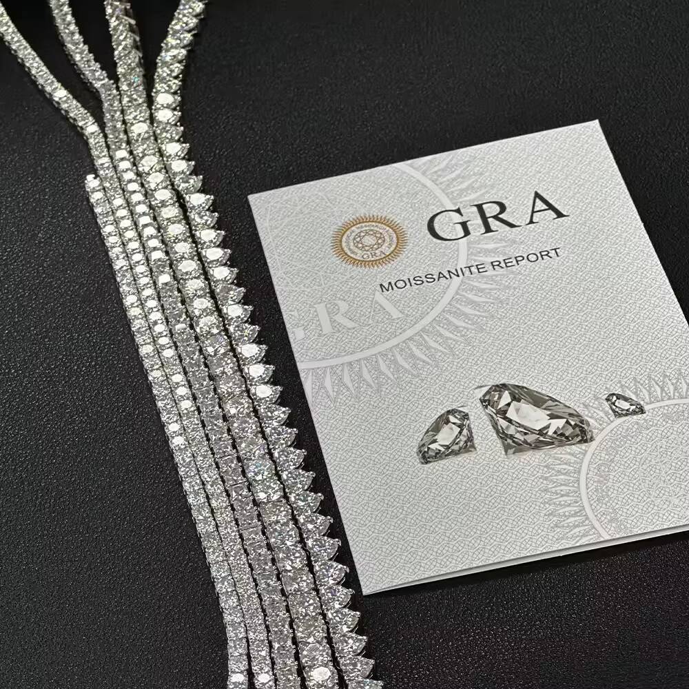 Mossanite Tennis Chain 925 Sterling Silver Mens Women Hip Hop Chain VVS Moissanite Tennis Chain Bracelet Necklace