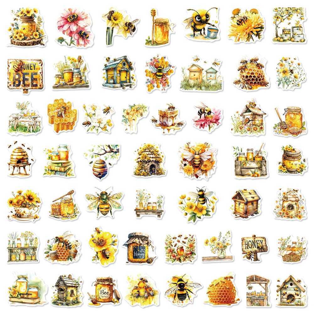 50100PCS Bee Flower Graffiti Sticker Stationery Decals Phone Laptop Water Cup Luggage Bicycle Helmet Decor Waterproof Sticker C250918