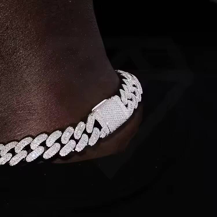 Luxury 16mm Brass 5A Moissanite Diamond Heavy Iced Out Miami Cuban Link Chain Hip Hop Jewelry Gift for Mens Wedding