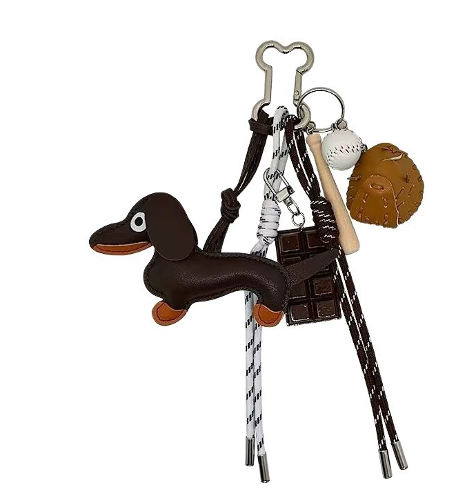 Dachshund Dog Keychain Miu Series Bag Pendant Niche Blogger Same Style Leather Woven Ornament 250728