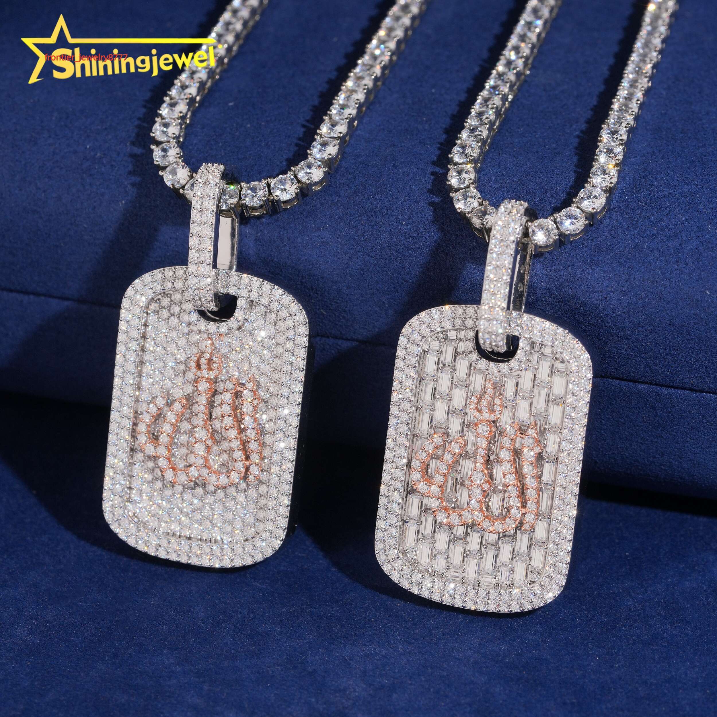 Hip Hop Jewelry 925 Silver Moissanite Hip Hop Pendant Dog Tag Pendant Unisex Charm Iced Out Pendant Pass Diamond Tester