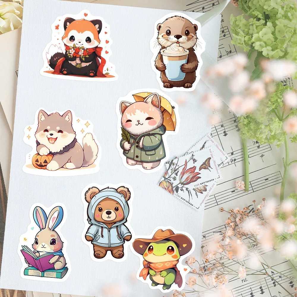 KAWaii Cute Animal Stickers Puppy Kitten Cow Owl Hedgehog CHIldren cartoon Gift for DIY Laptop Phone Mug Waterproof C250918