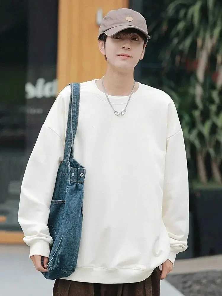 Cotton Sweatshirt Mens and Womens Autumn Solid Color Pullover New Fashion Casual Street Wear Basic Solid Color SweatshirtZ250918