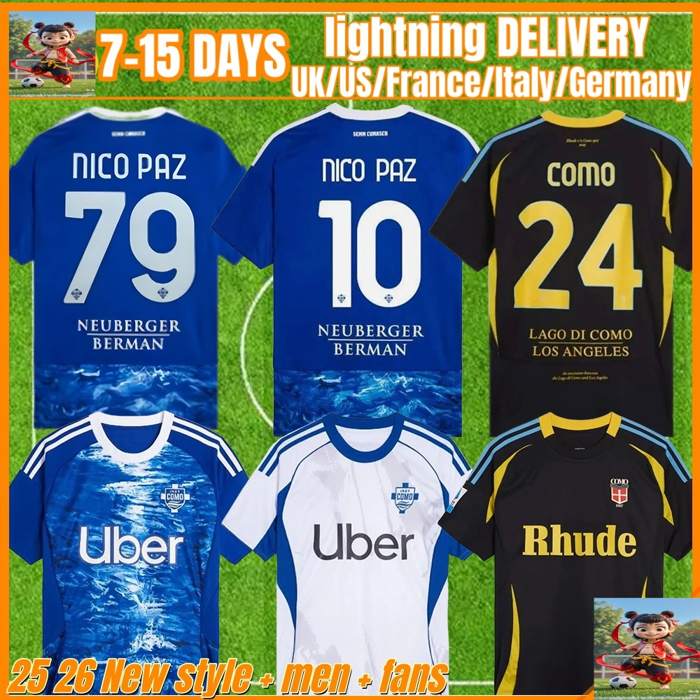 25 26 Como Jerseys Como NICO PAZ Soccer Jerseys MORATA KUHN BATURINA PERRONE CUTRONE A. Diao GABRIELLONI S. Roberto CAQUERET football shirt Adult set kids