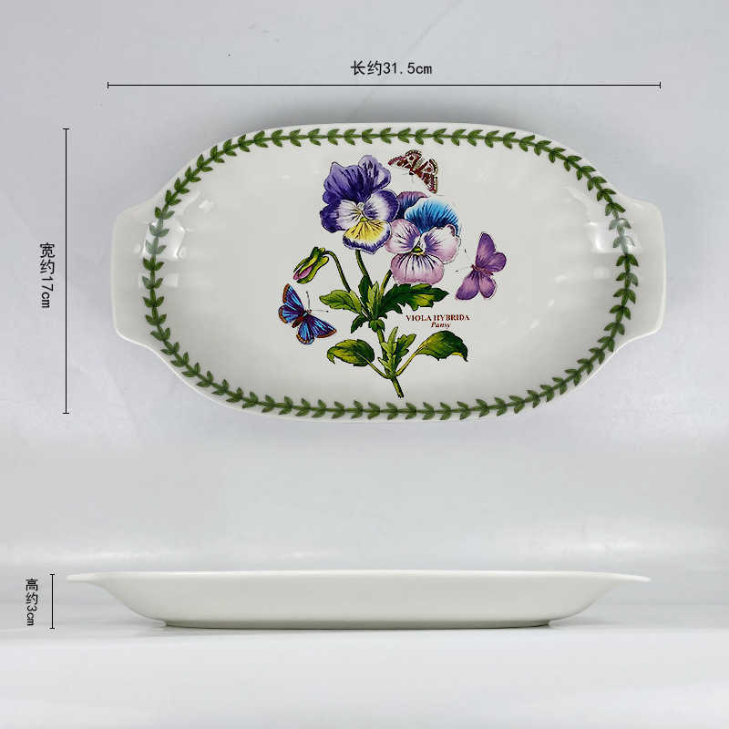 Ceramic double-eared fish plate - Portman Merrill Flower Garden Series - Planting pot with creative fruit plates