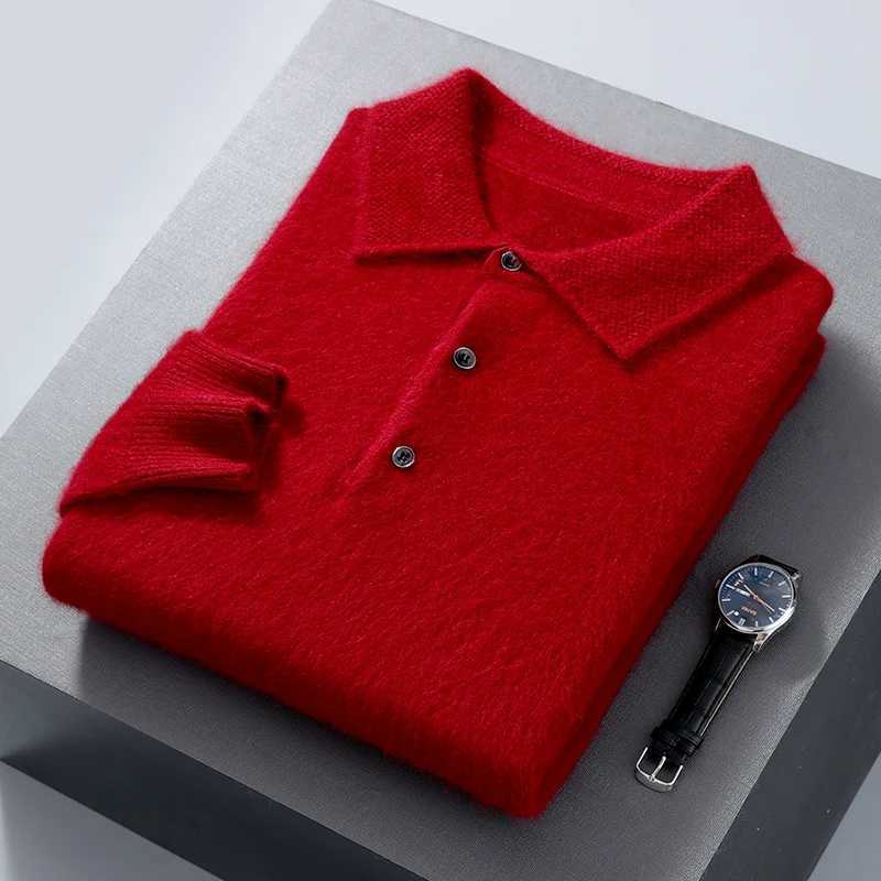 Pullover Mens Sweater Polo Neck 100 Mink Cashmere Knitted Sweater Casual Loose Large Size Long Sleeve 23 Winter Korean VersionZ250918