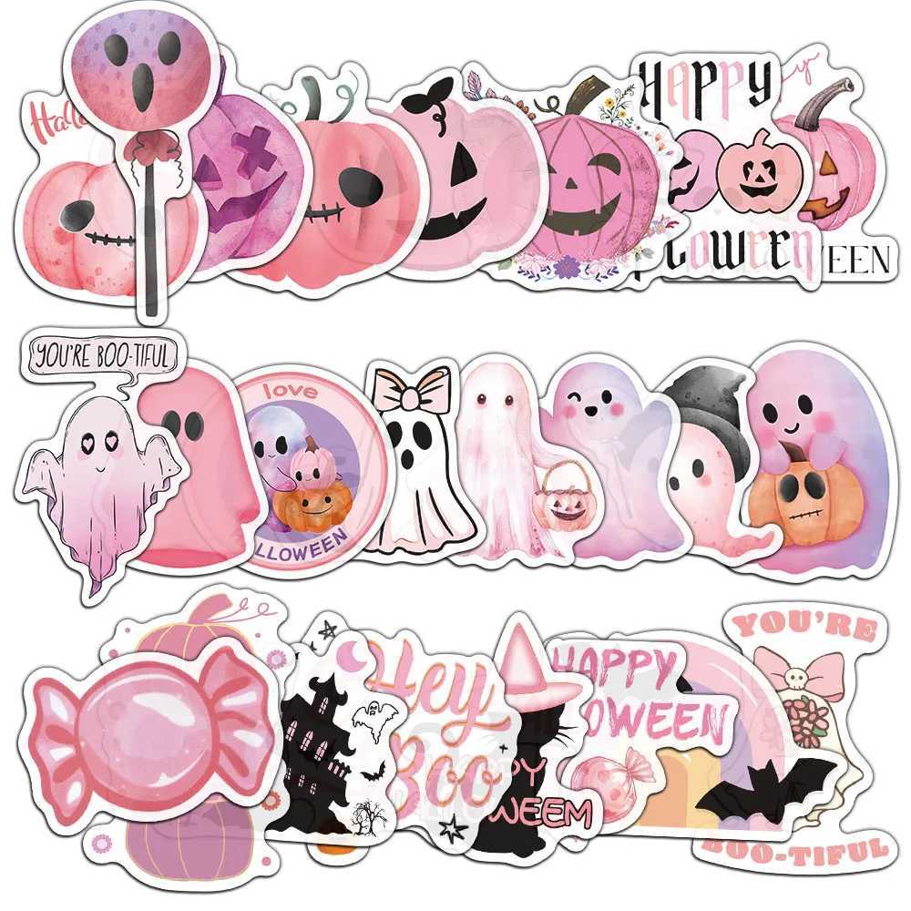 50PCS Pink Halloween Stickers Cartoon Decoration Phone Cases Laptop Suitcases Desktop Decoration Stickers C250918