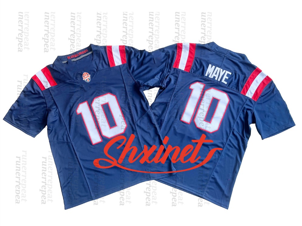 Custom Football Jersey Drake Maye Stefon Diggs Christian Gonzalez 12 Brady Mike Vrabel Stithed