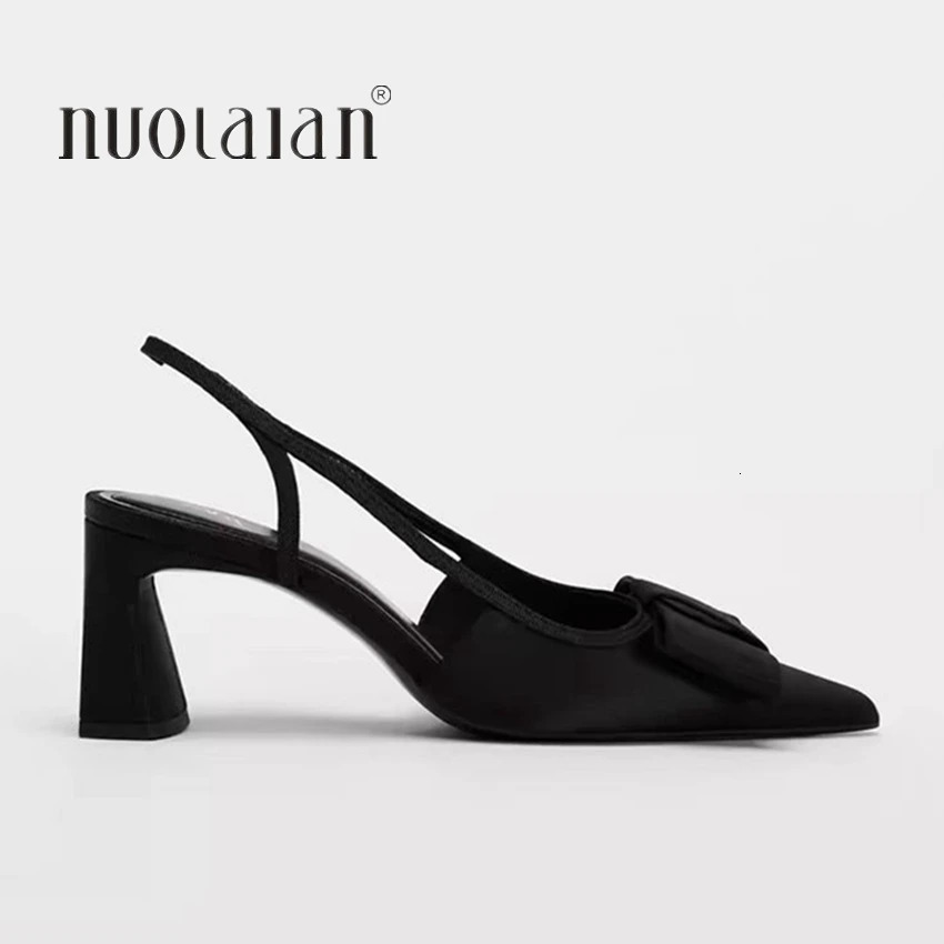 Butterflyknot Heeled Sandals Women Fashion Elegant Dress Shoes Female Pointed Toe Pumps Women Slingback High Heels 250917