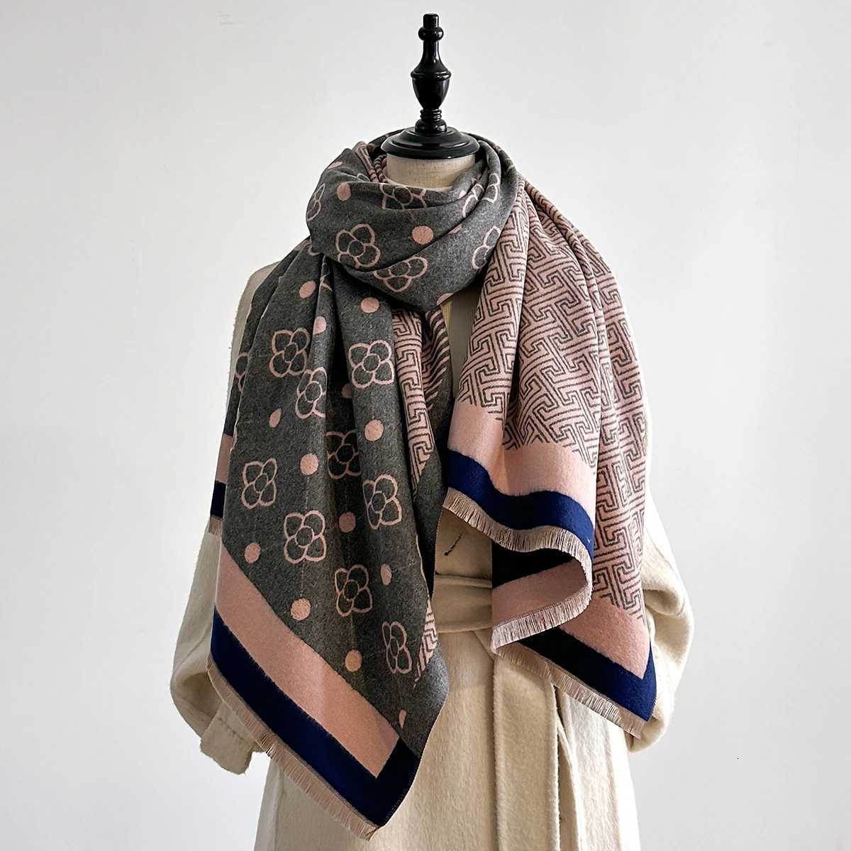 New Brand Elegance TwoSided Print Scarf Soft Warm Fringe Shl Autumn and Winter Outdoor Coldproof Windproof Blanket Y250918