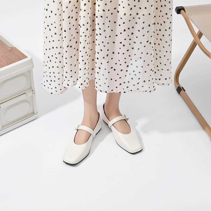 AIYUQI Mary Jane Shoes Female Genuine Leather 2025 New Snap Ballet Shoes Women Square Toe Flat Cowhide Ladies Shoes W250918
