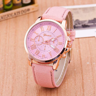 New Leather Strap Geneva Quartz Fashion Women's with Numerals Men's Watch