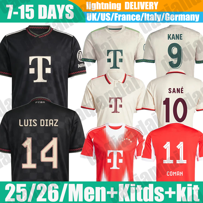 bayerns FC 25 26 de Ligt #4 Muller #25 Coman #11 Luis Diaz #14 bayernmunich 2025 football Shirt Men Kids kit