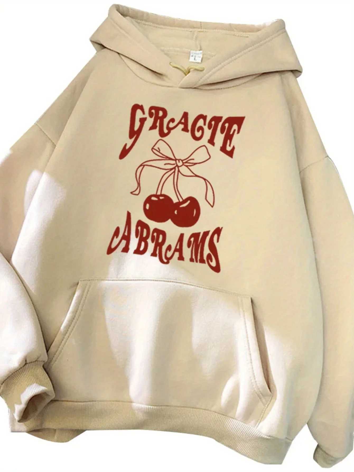 Womens Hoodie with Beautiful Cherry Design Print 2025 New Autumn and Winter Top Hooded Long Sleeved Womens Casual ClothingZ250918