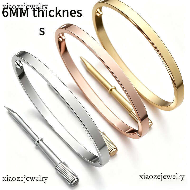 Female designer bracelet, screw bracelet, high-quality men's bracelet, 6MM wide luxury jewelry, steel titanium material, multiple colors and styles0