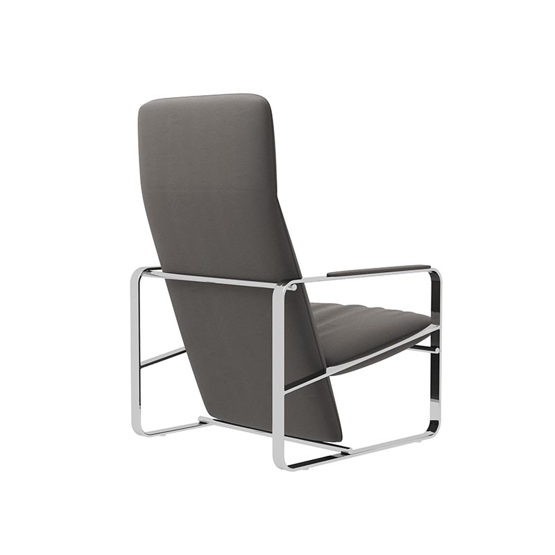 Living Room Furniture Modern Grey Leather - Upholstered Kite - Inspired Lounge Chair with Stainless Steel Frame