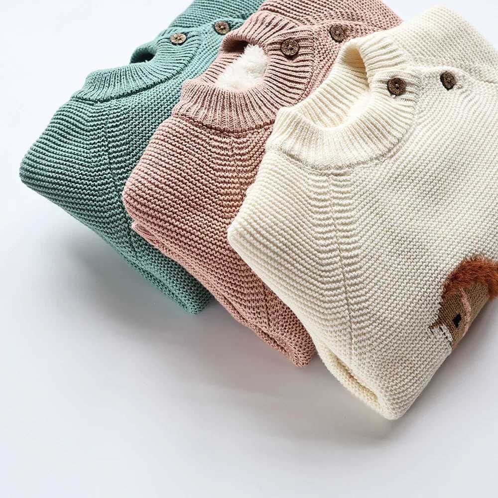 MILANCEL Winter New Cartoon Kids Baby Sweaters Fur Lining Kids Knitwear Fleece Boys Pullover Coat L250917
